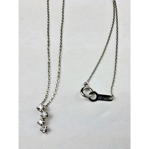 4C Platinum Natural Diamond 4 Stone Necklace - Picture 9 of 12